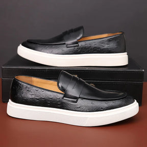 Mocassim Casual Slip On Masculino de Couro Genuíno